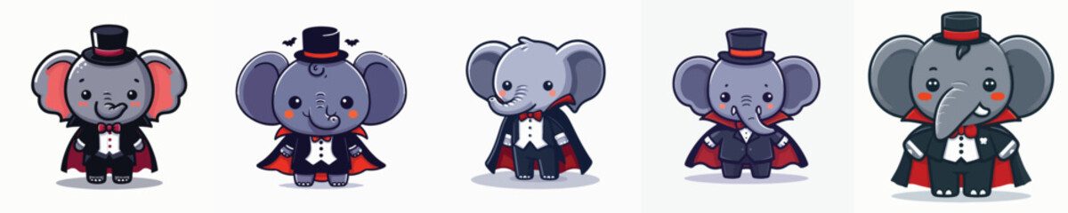 elephant vector in Dracula costume