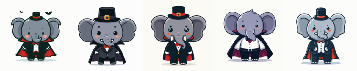 elephant vector in Dracula costume