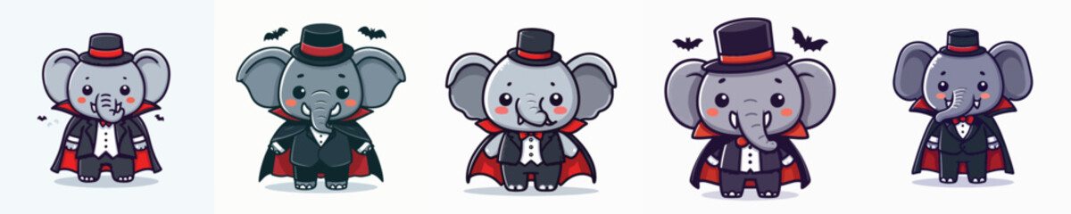 elephant vector in Dracula costume