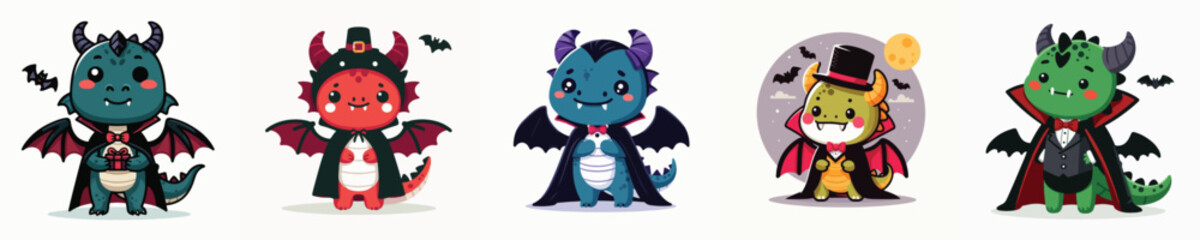 dragon vector in Dracula costume