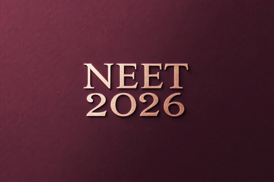 NEET 2026 Exam Preparation Concept with Elegant Gold Lettering on a Textured Maroon Background for Aspirants