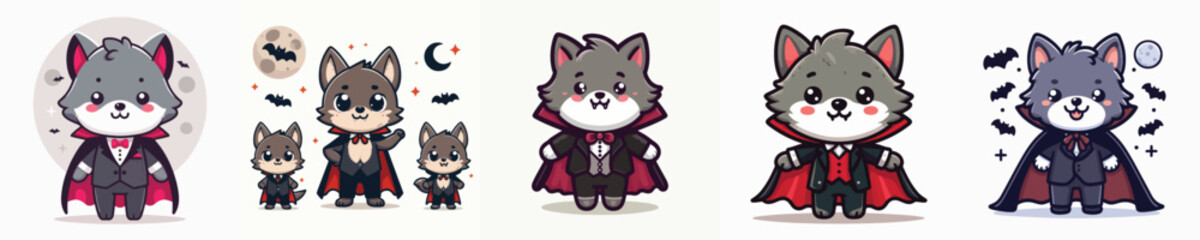 Obraz premium wolf vector in Dracula costume