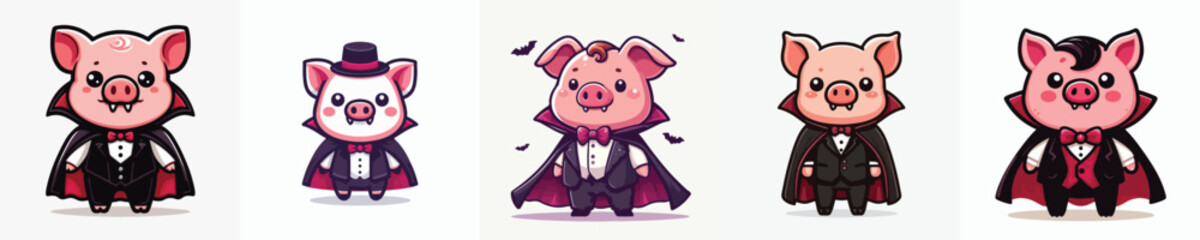 Dracula costumed pig vector