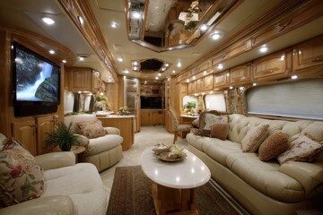 Luxury RV Interior Living Room with Modern Furniture Design