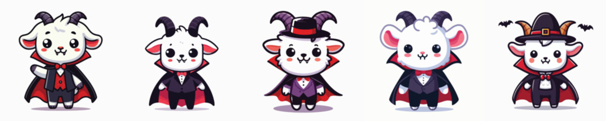 goat vector in Dracula costume