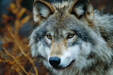 Fototapeta premium Minnesota Wildlife. Copyright Gray Wolf Mammal with Fur in Central MN Habitat
