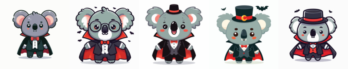 koala vector in Dracula costume
