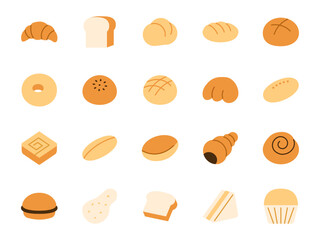 Bread Icon Set in Flat Design Illustration