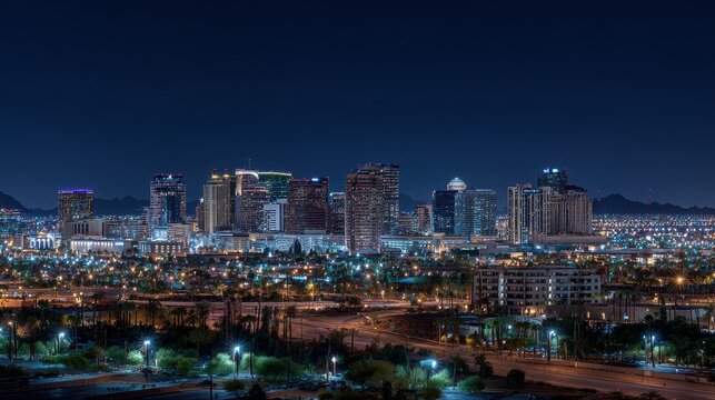Fototapeta Phoenix At Night. City Skyline of Phoenix, Arizona, USA Urban Landscape