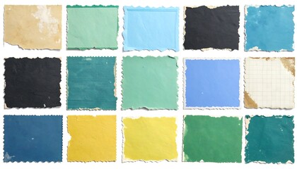 Assorted torn paper squares