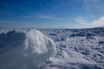 Coast filled with drift ice