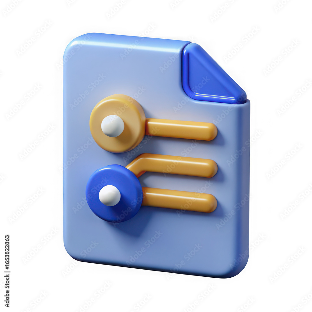 Aufkleber stylized 3d icon representing a document with two bullet points isolated on transparent background