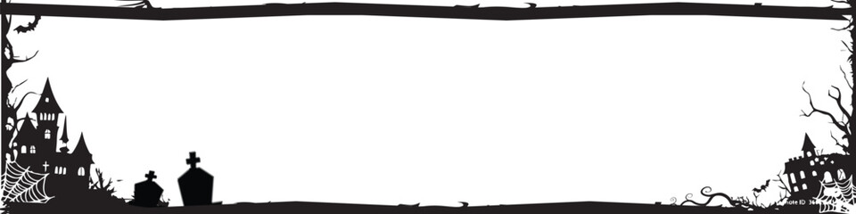 Horizontal banner and poster frame art silhouette halloween illustration isolated