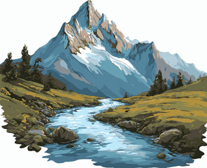 "Majestic Mountain River Landscape"