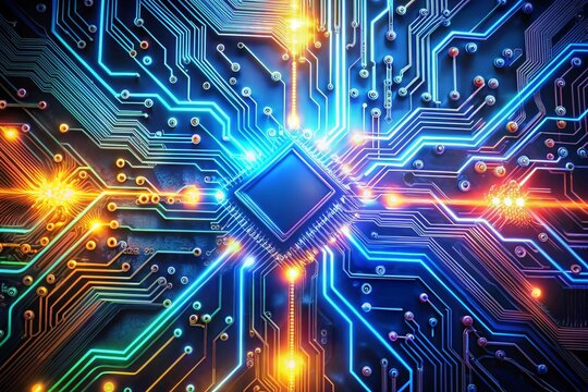 A colorful electronic circuit board with many small lights on it