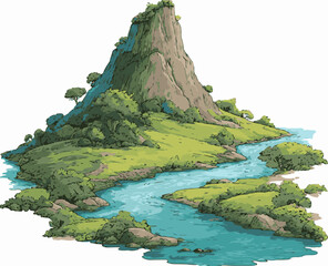 "Majestic Mountain River Landscape"