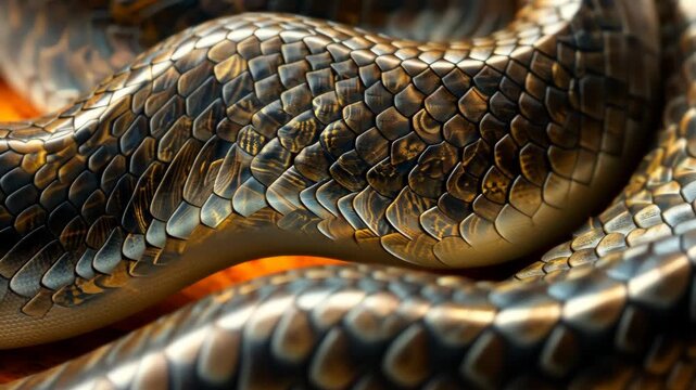 selective focus python-skin pattern in earthy tones with intricate scale details
