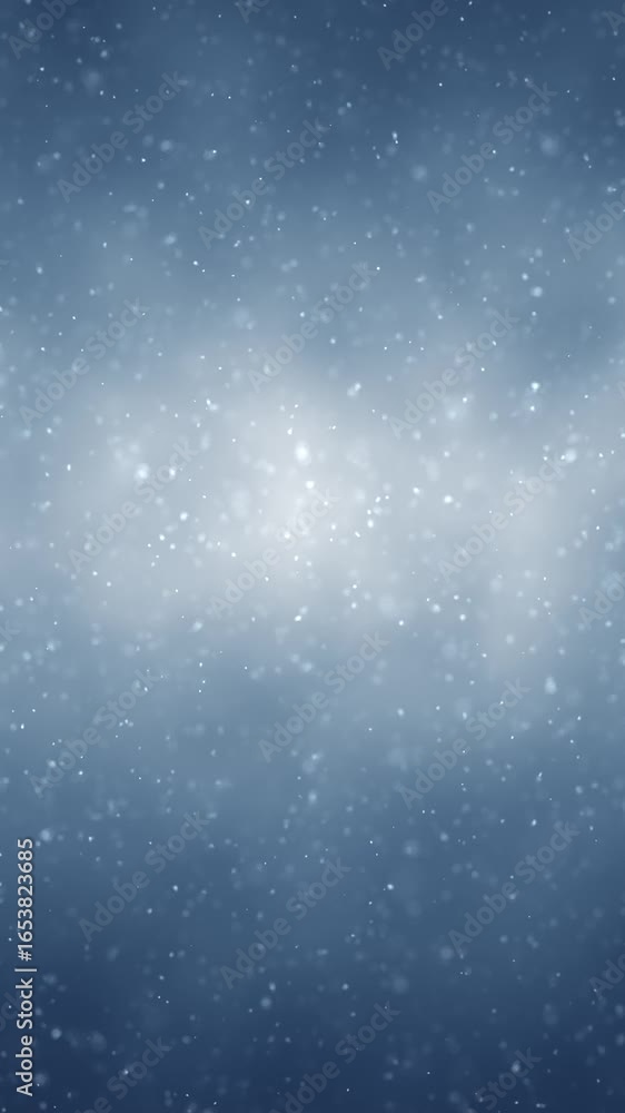 Poster beautiful loop winter sky with realistic snowflakes snowfall vertical copy space background.