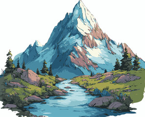 "Majestic Mountain River Landscape"