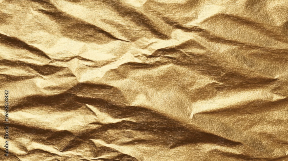 Poster this design showcases a crumpled gold foil surface, creating unique textures and patterns under ligh