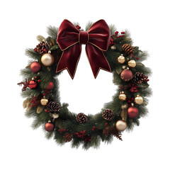christmas wreath on white background