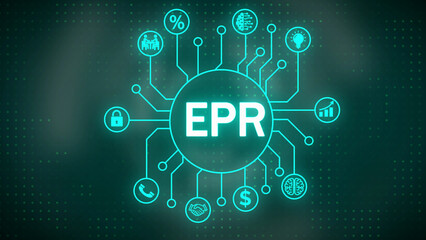EPR business concept diagram with icons and connections