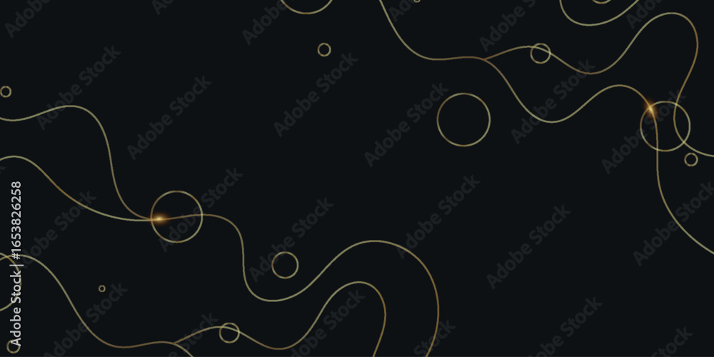 Aufkleber abstract background with dynamic circular dots and golden wavy lines. vector illustration. modern de