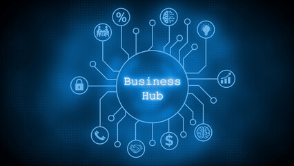Business Hub Concept With Digital Icons connection