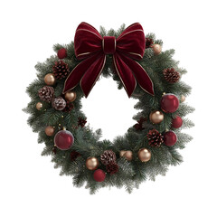christmas wreath on white background