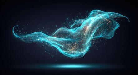 Abstract swirling, luminous,  particle form