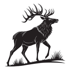black moose Silhouette Vector, High Quality Illustration on White Background