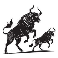 black minotaurs Silhouette Vector, High Quality Illustration on White Background