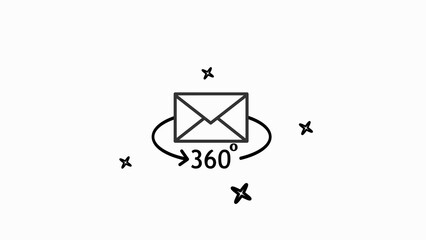 Envelope 360 degree rotation icon with stars email