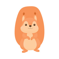 Cute squirrel stands happy. Autumn wild animals.