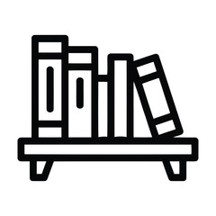 Bookshelf with books vector illustration, Minimalist line art icon