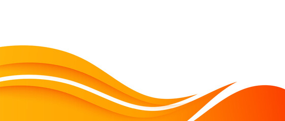 Abstract orange wave background. Orange and white layered curves. Modern wavy orange design. Dynamic orange abstract border