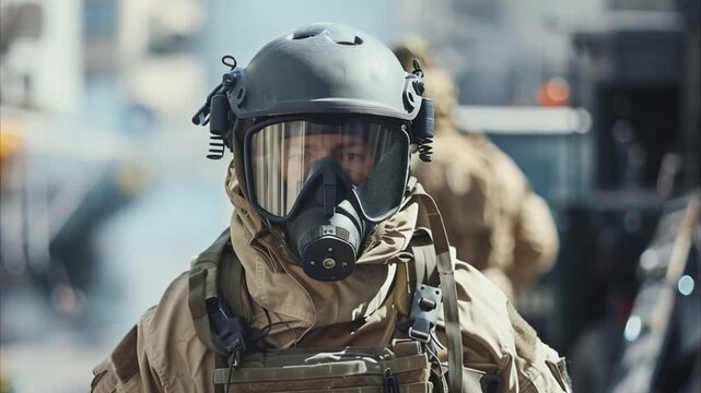 Bomb Disposal Expert In full protective gear 4K Videos
