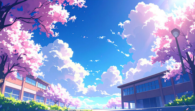 桜　風景　生成AI　背景