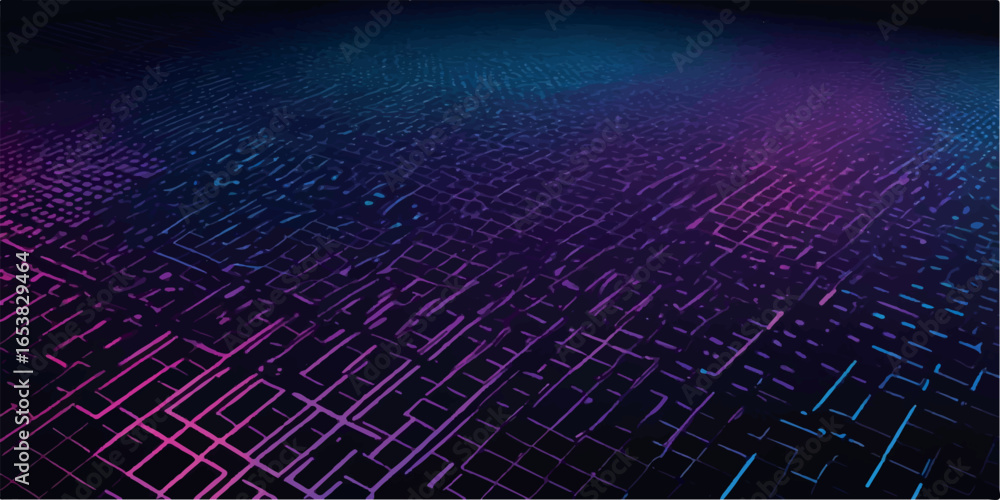 Poster Cyberpunk halftone grid pattern with neon gradient background