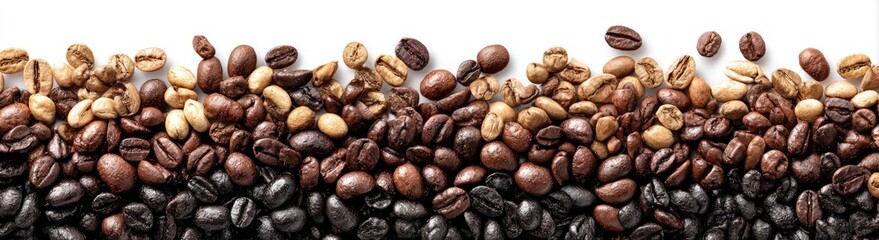 Naklejka premium Coffee beans of varying roasts on a white background
