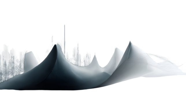 Abstract white shapes with smooth texture isolated on transparent background