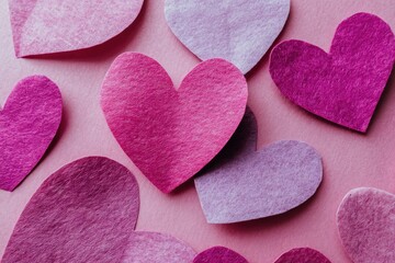 Fototapeta premium Pink hearts on pink background