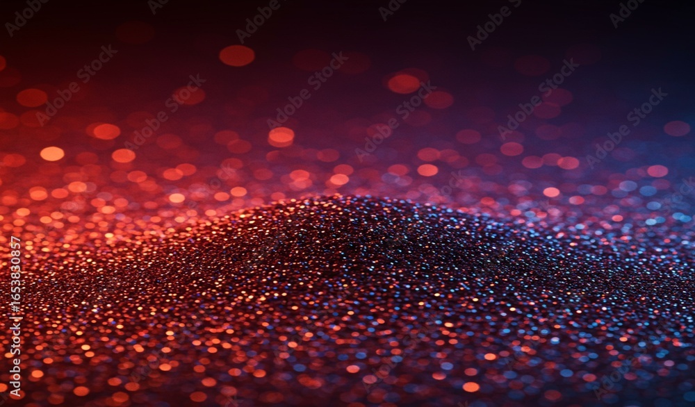 Aufkleber experience the magic of shimmering textures with vibrant red and blue bokeh lights creating a dazzli