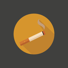 Flat Vector Smoking Icon – Cigarette and Unhealthy Habit Symbol