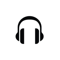 Fototapeta premium Simple black silhouette of over ear headphones