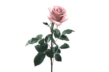 Fototapeta premium Delicate blush pink rose, isolated on white