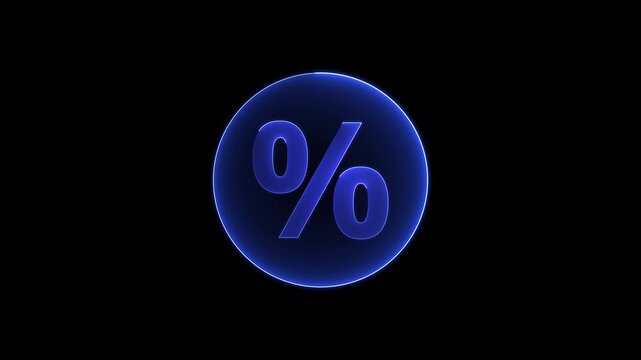 persent icon on black background. Animation background for business and finance content.