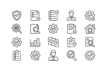 Certification and Standardization Icons for Quality Control and Business Reports