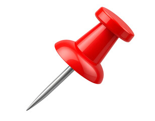 Glossy Red Thumbtack Standing Upright, Office Supply Isolated PNG
