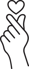  Love Symbol Hand Sign. Korean Finger Heart Outline Icon Design.  